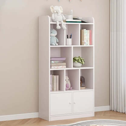 Modern Horizontal White Wood Display Bookcase