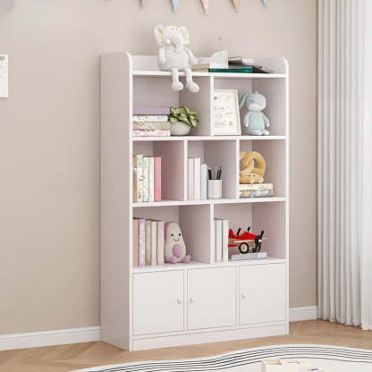 Modern Horizontal White Wood Display Bookcase