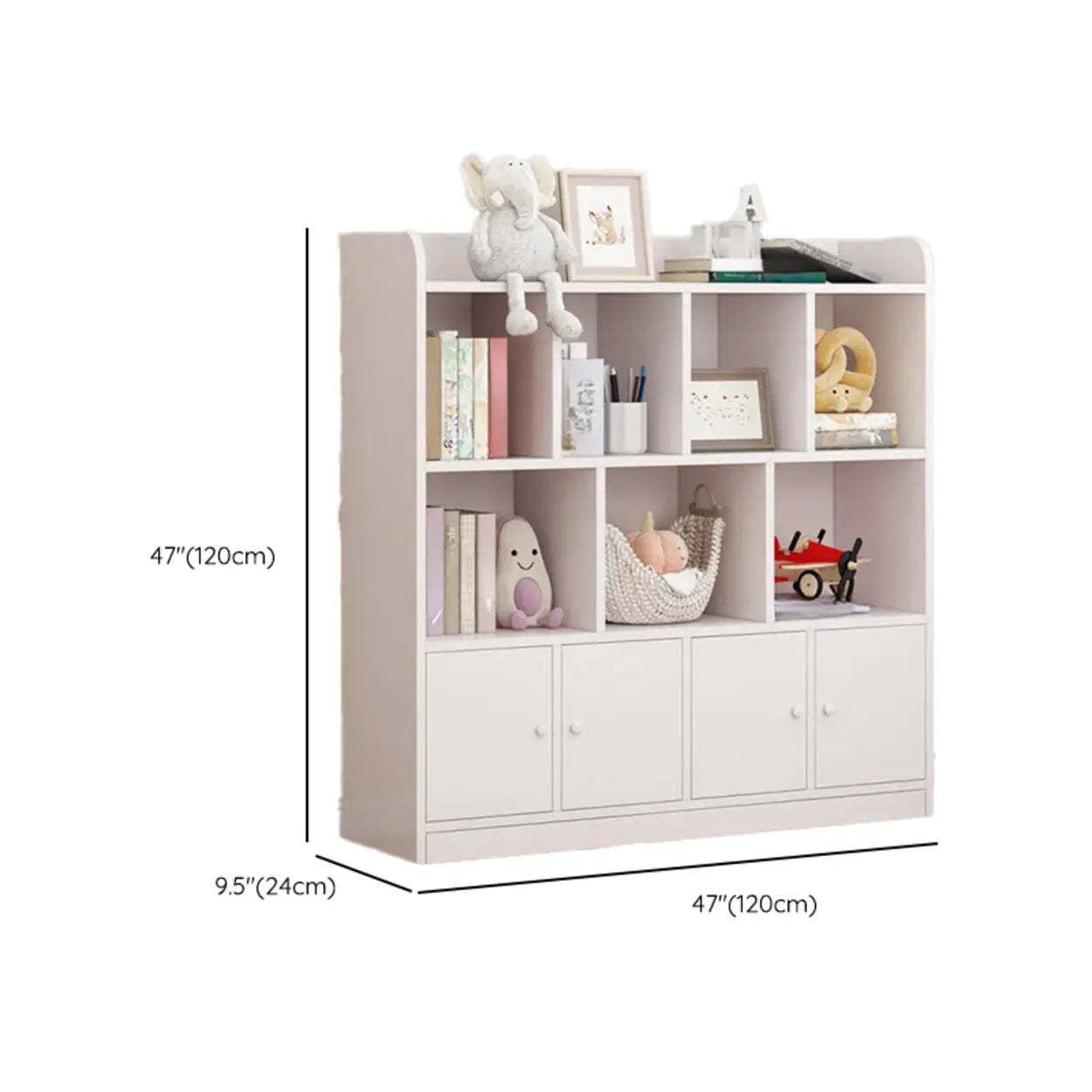 Modern Horizontal White Wood Display Bookcase