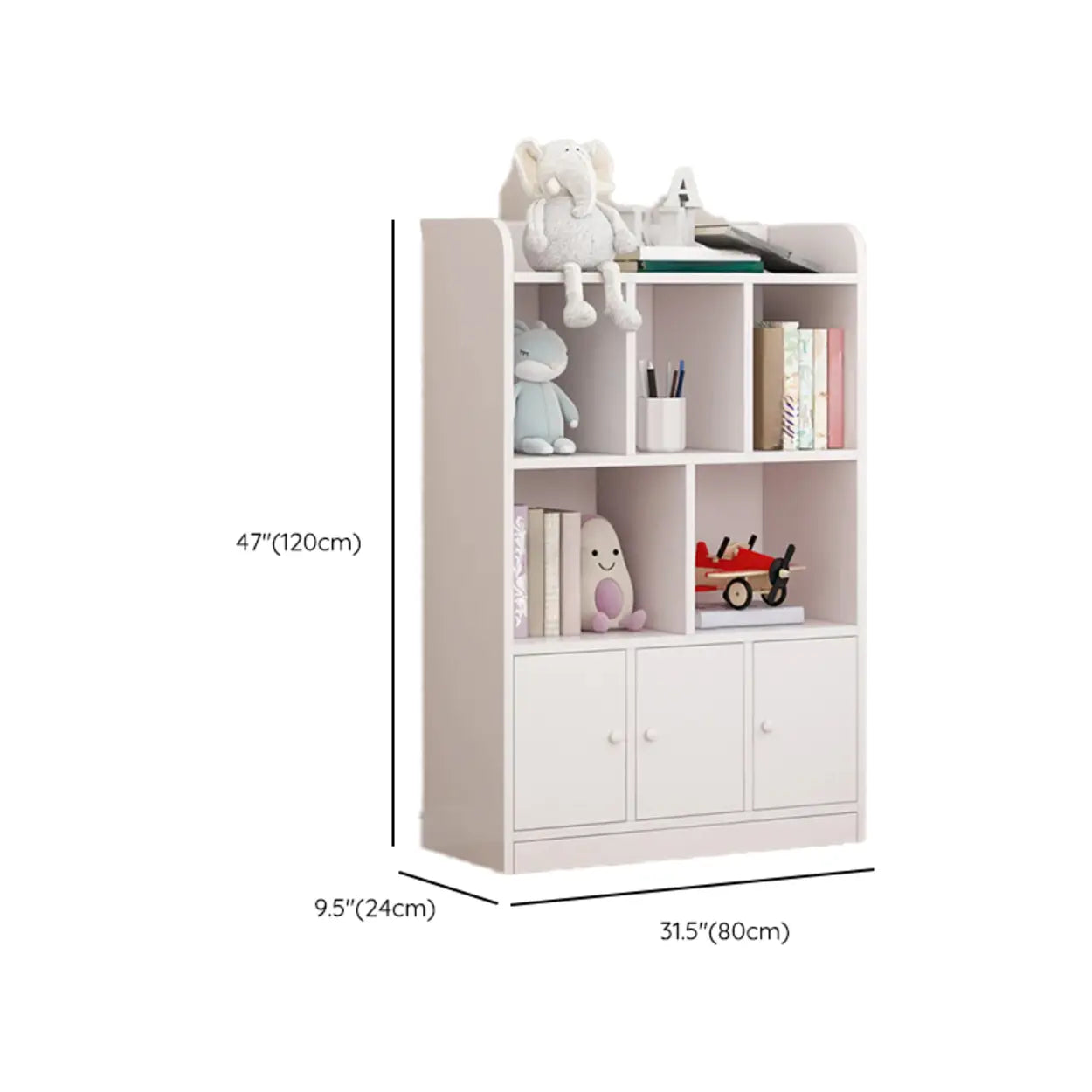 Modern Horizontal White Wood Display Bookcase
