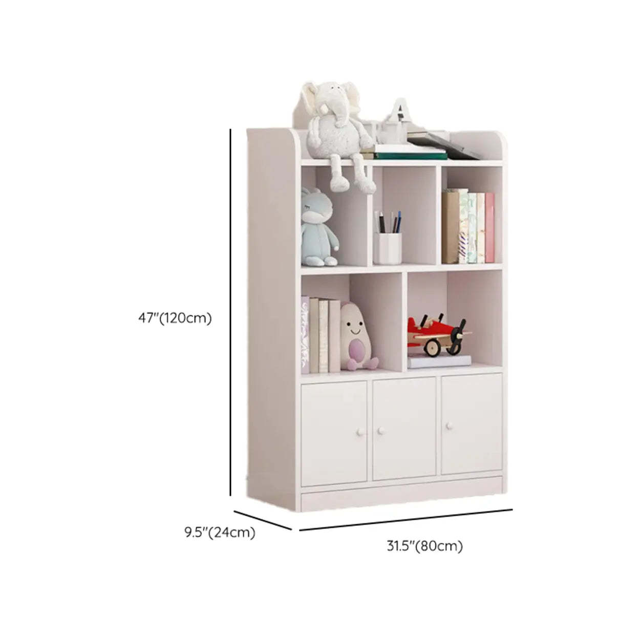 Modern Horizontal White Wood Display Bookcase