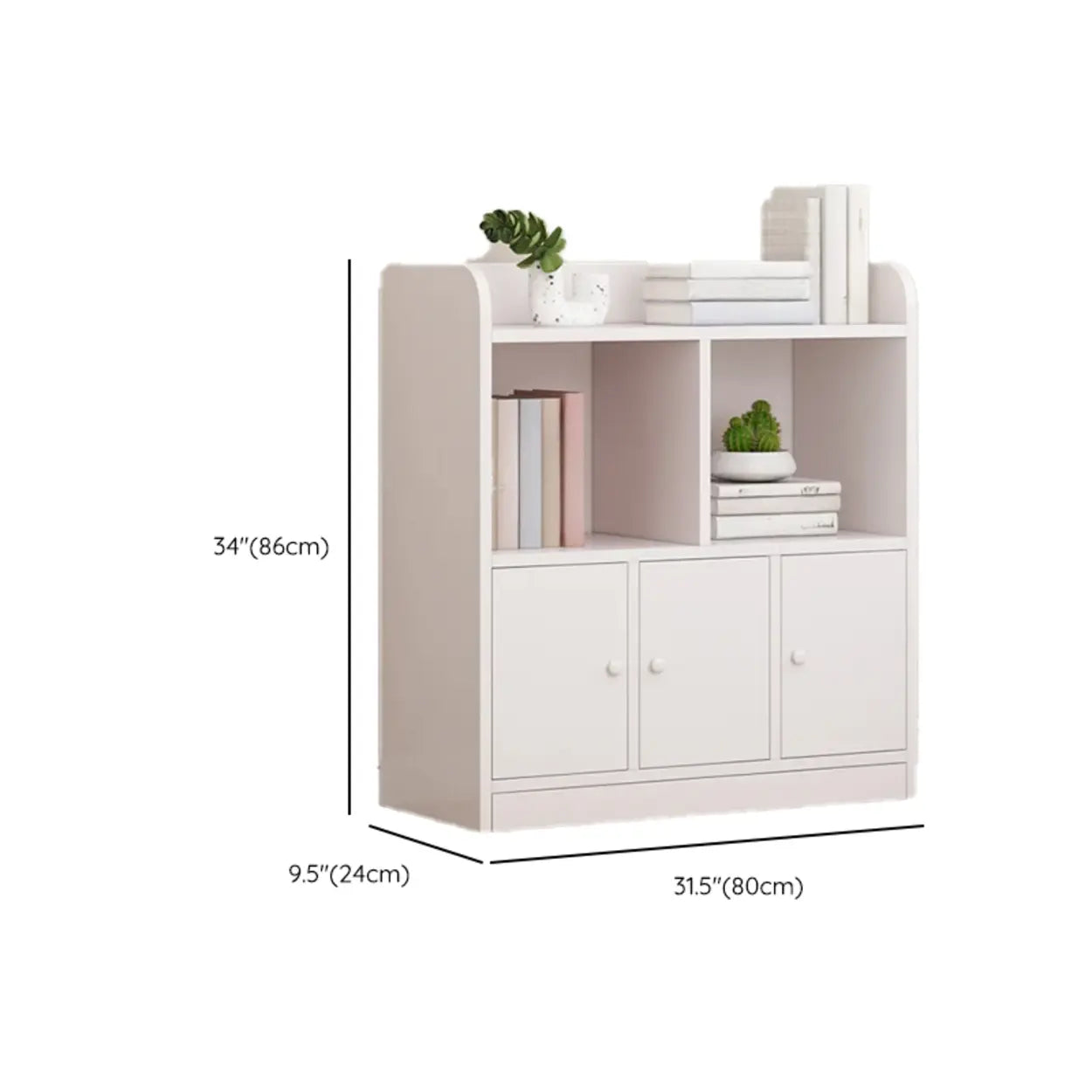 Modern Horizontal White Wood Display Bookcase