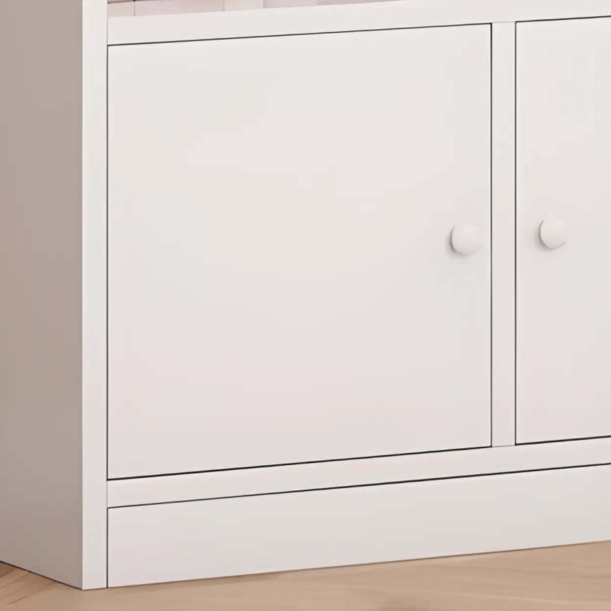 Modern Horizontal White Wood Display Bookcase