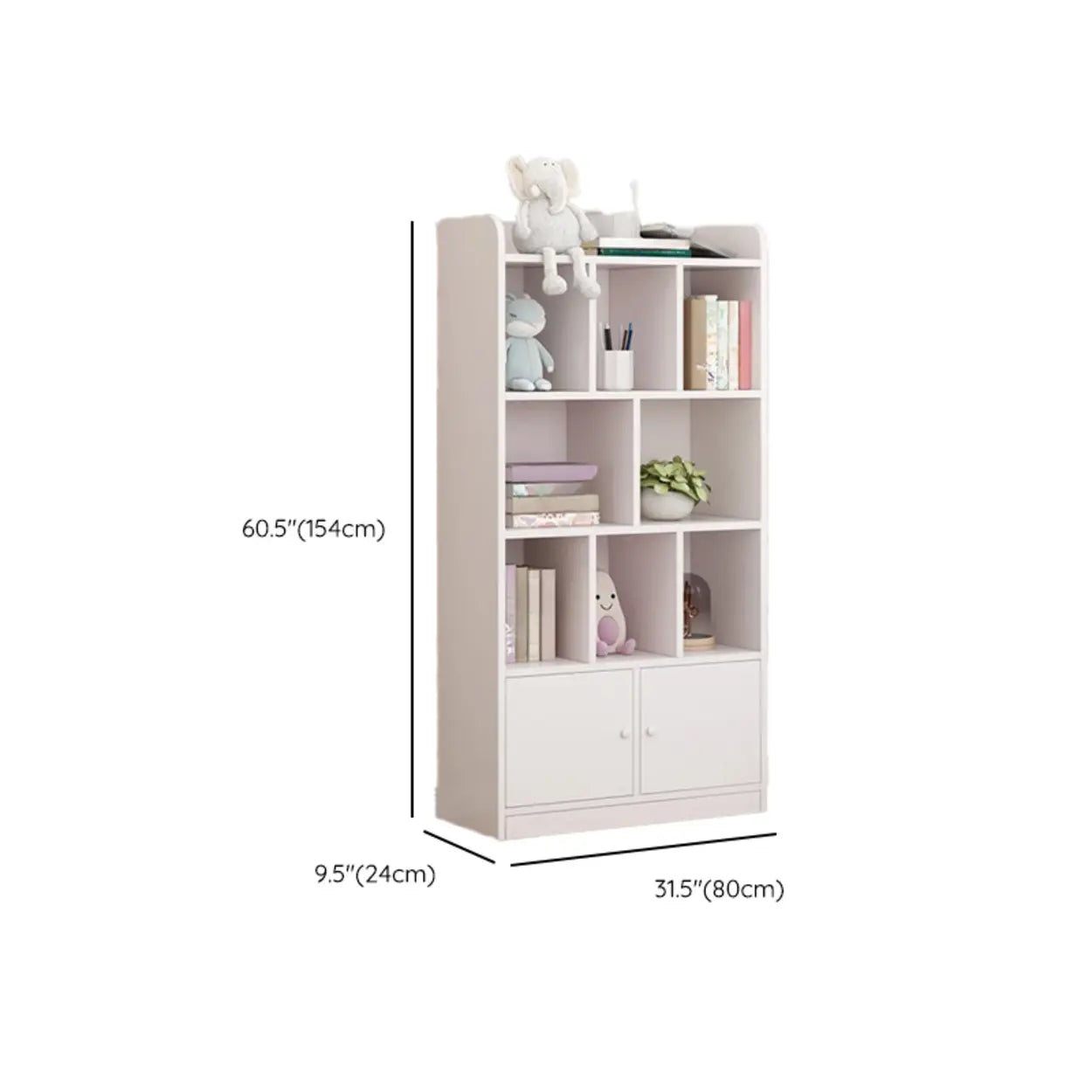 Modern Horizontal White Wood Display Bookcase