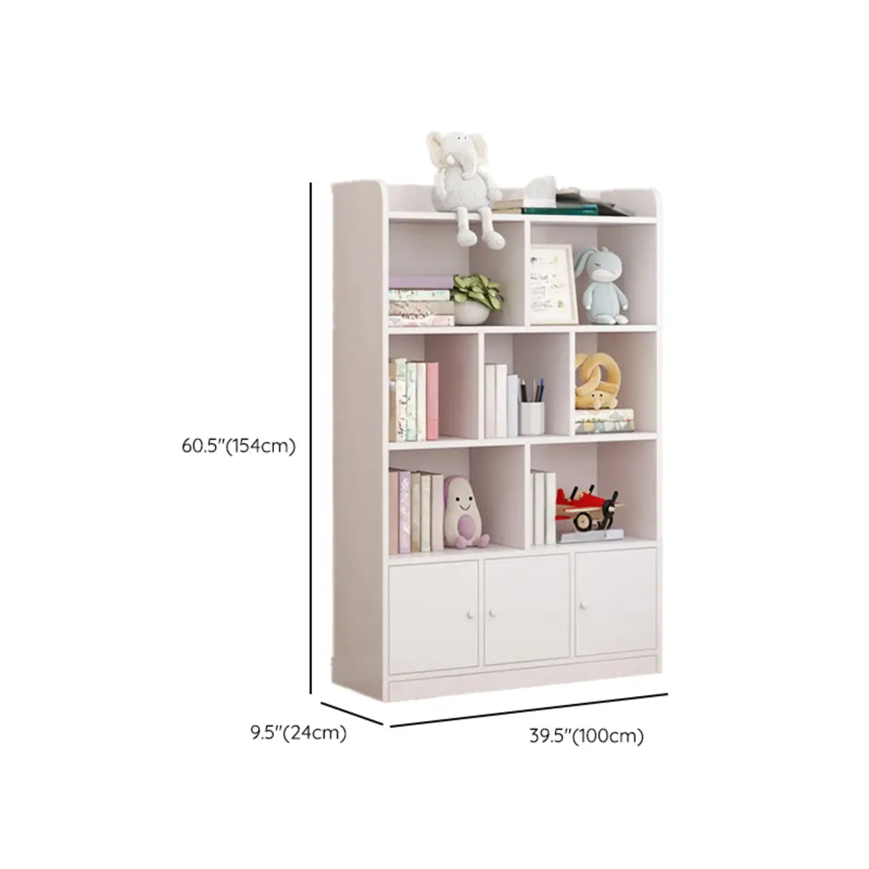 Modern Horizontal White Wood Display Bookcase