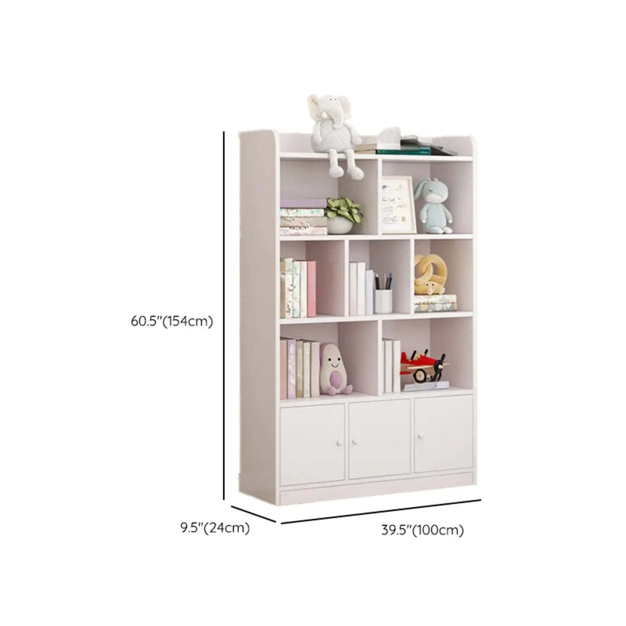 Modern Horizontal White Wood Display Bookcase