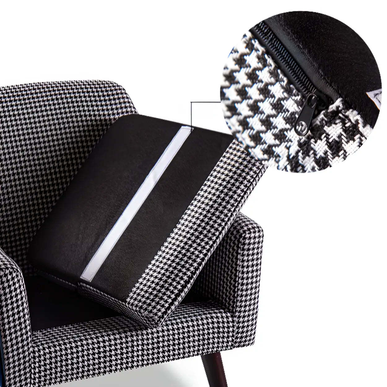 Modern Houndstooth Blue Arm Accent Chair