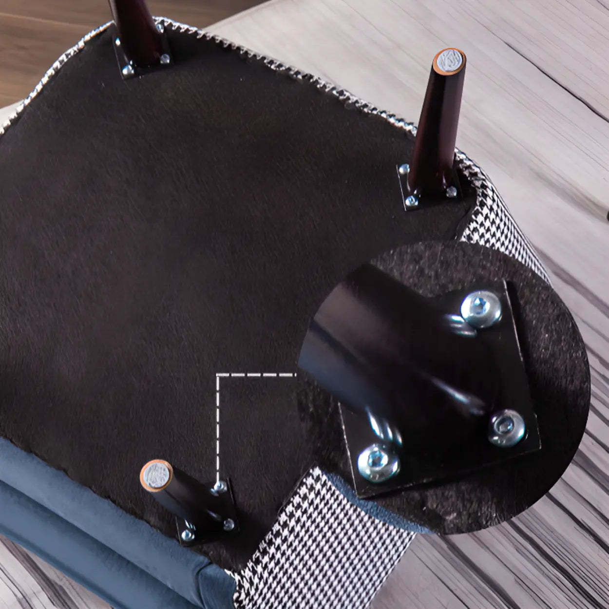 Modern Houndstooth Blue Arm Accent Chair