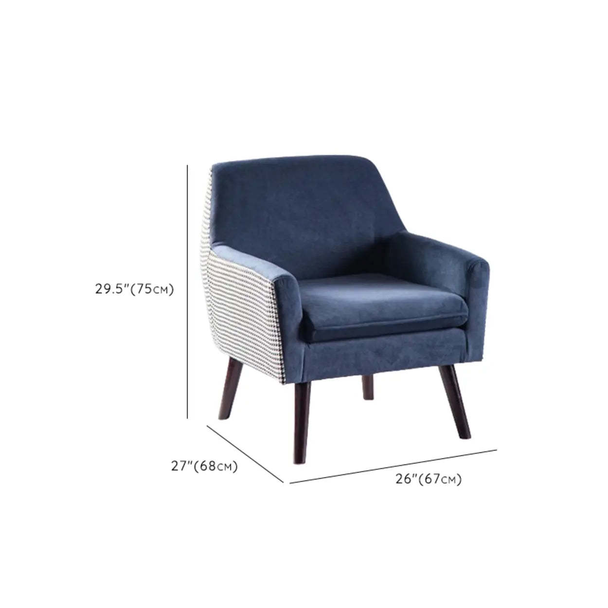 Modern Houndstooth Blue Arm Accent Chair