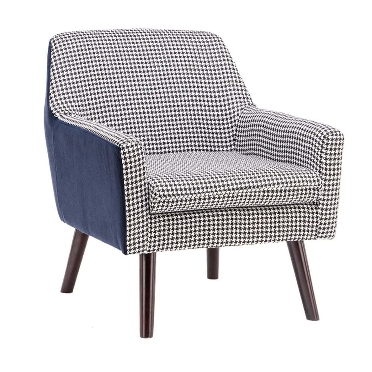 Modern Houndstooth Blue Arm Accent Chair