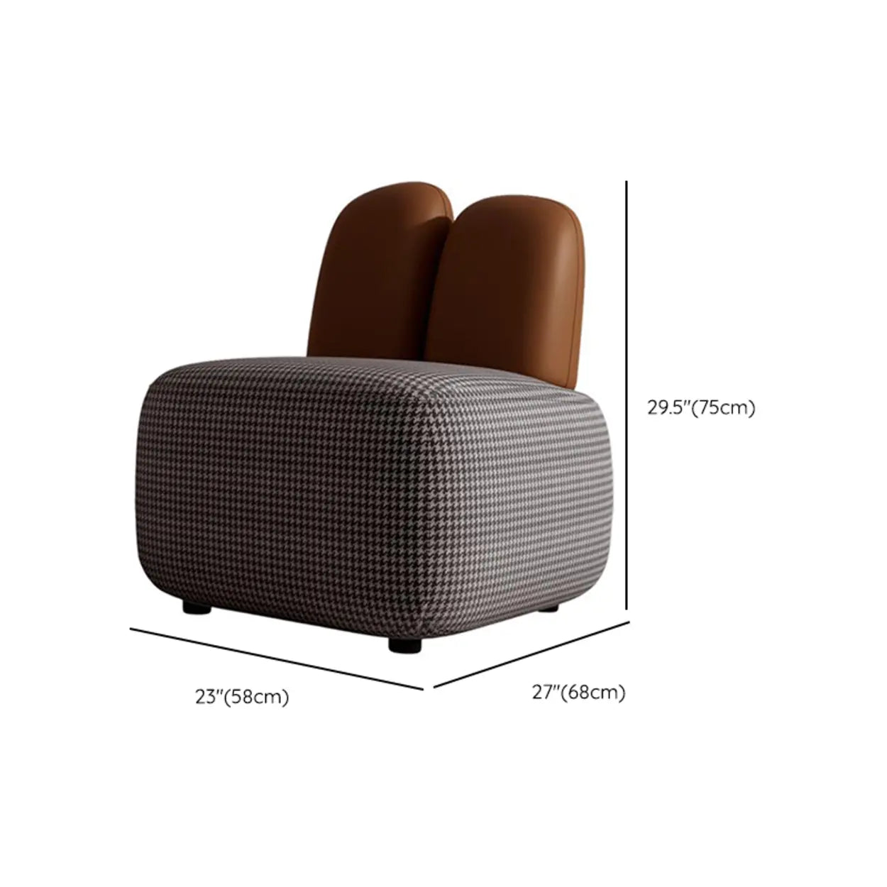 Modern Houndstooth Gray Ergonomic Rabbit Ear Chair