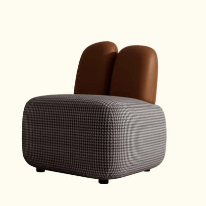 Modern Houndstooth Gray Ergonomic Rabbit Ear Chair — Flannel