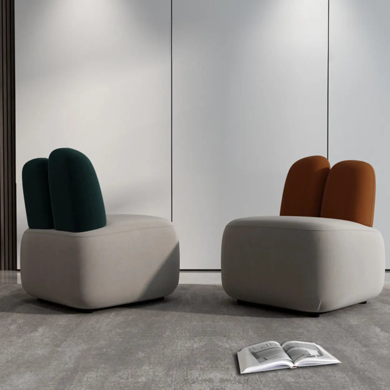 Modern Houndstooth Gray Ergonomic Rabbit Ear Chair