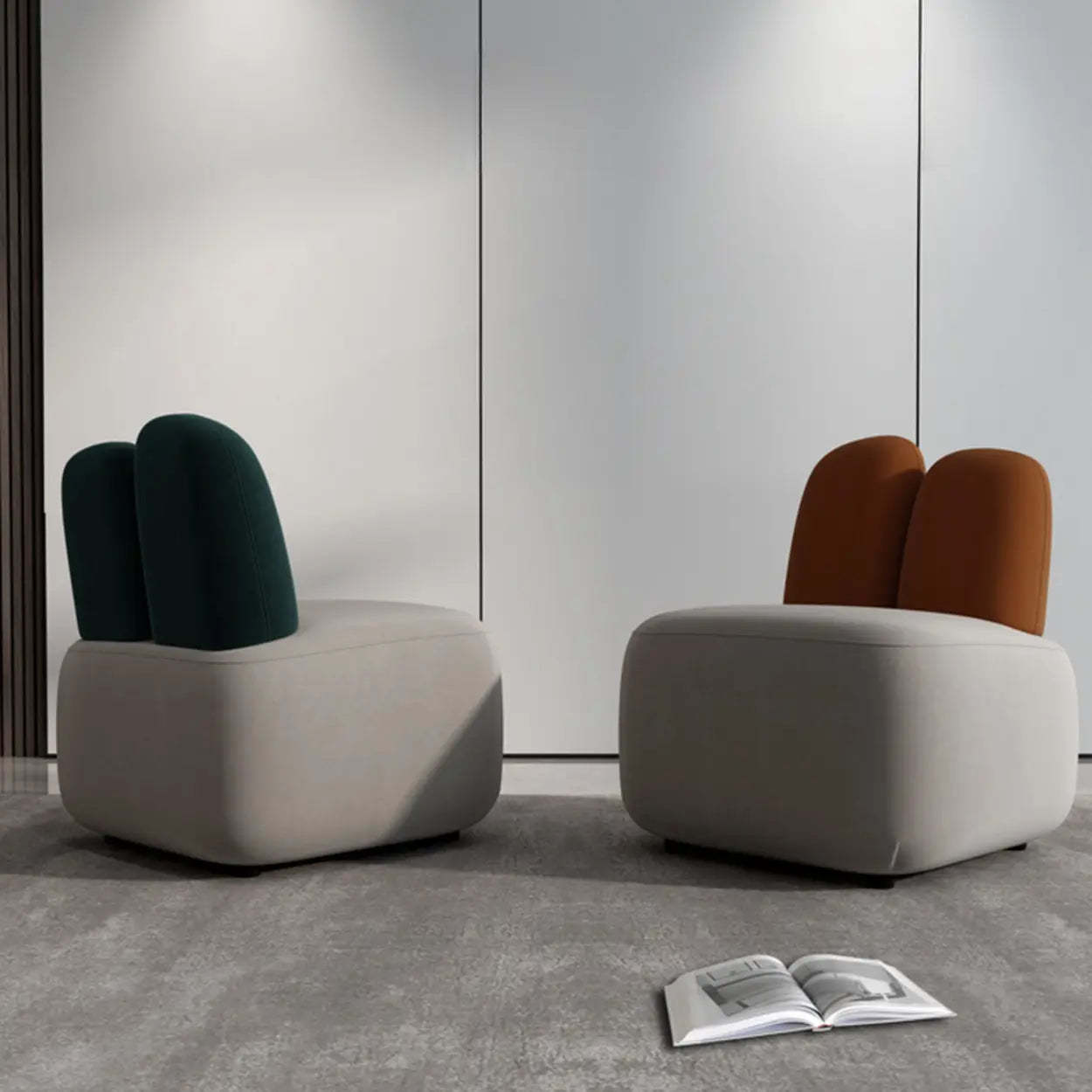 Modern Houndstooth Gray Ergonomic Rabbit Ear Chair