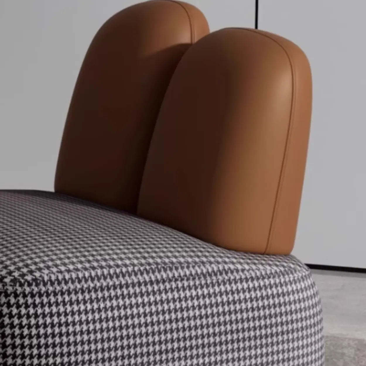 Modern Houndstooth Gray Ergonomic Rabbit Ear Chair