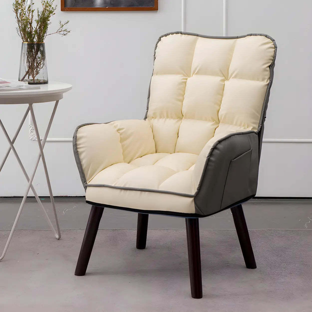 Beige modern cushioned houndstooth office chairs — Set of 1
