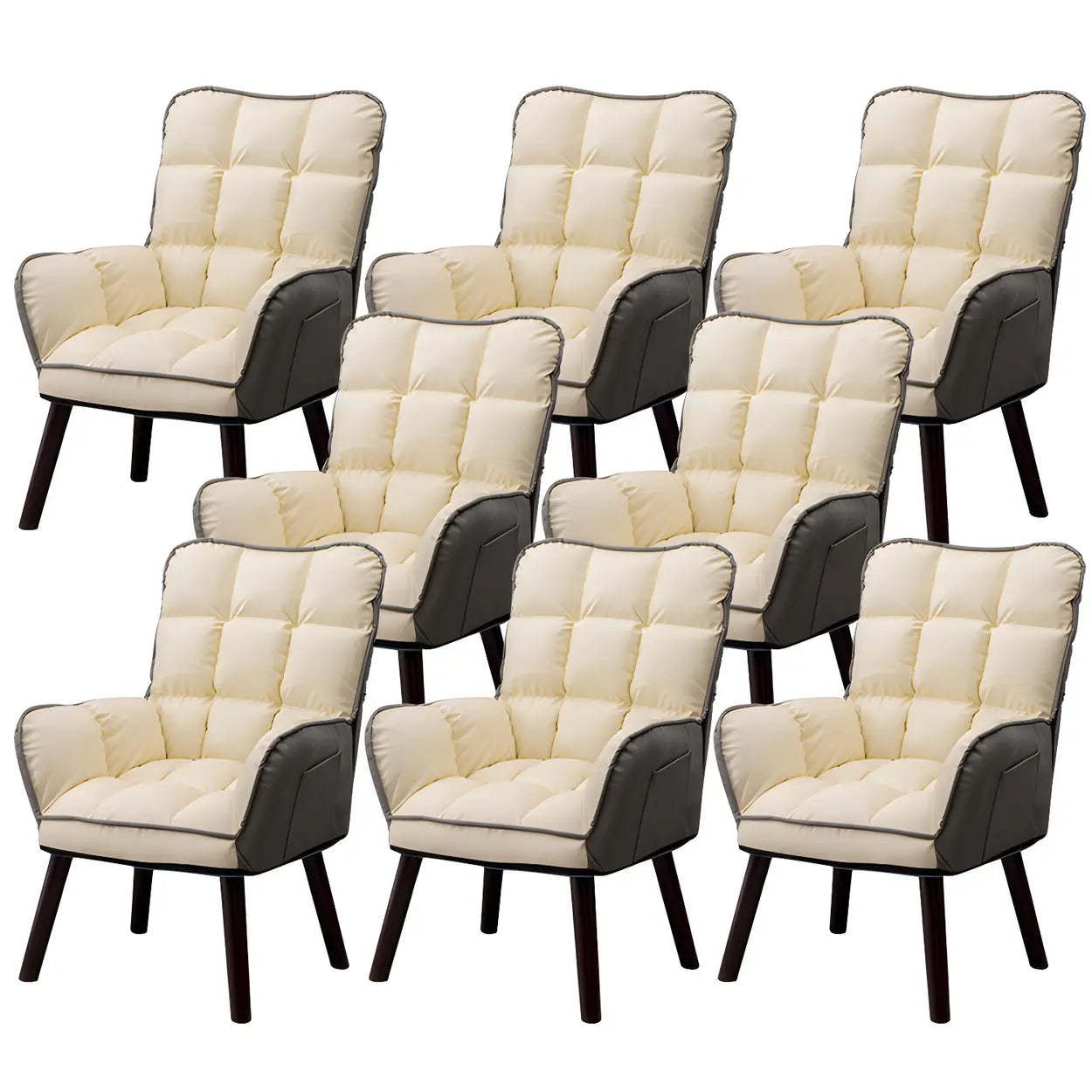 Modern Houndstooth Cushioned Wood Office Chair — Orange / 8 Piece Set