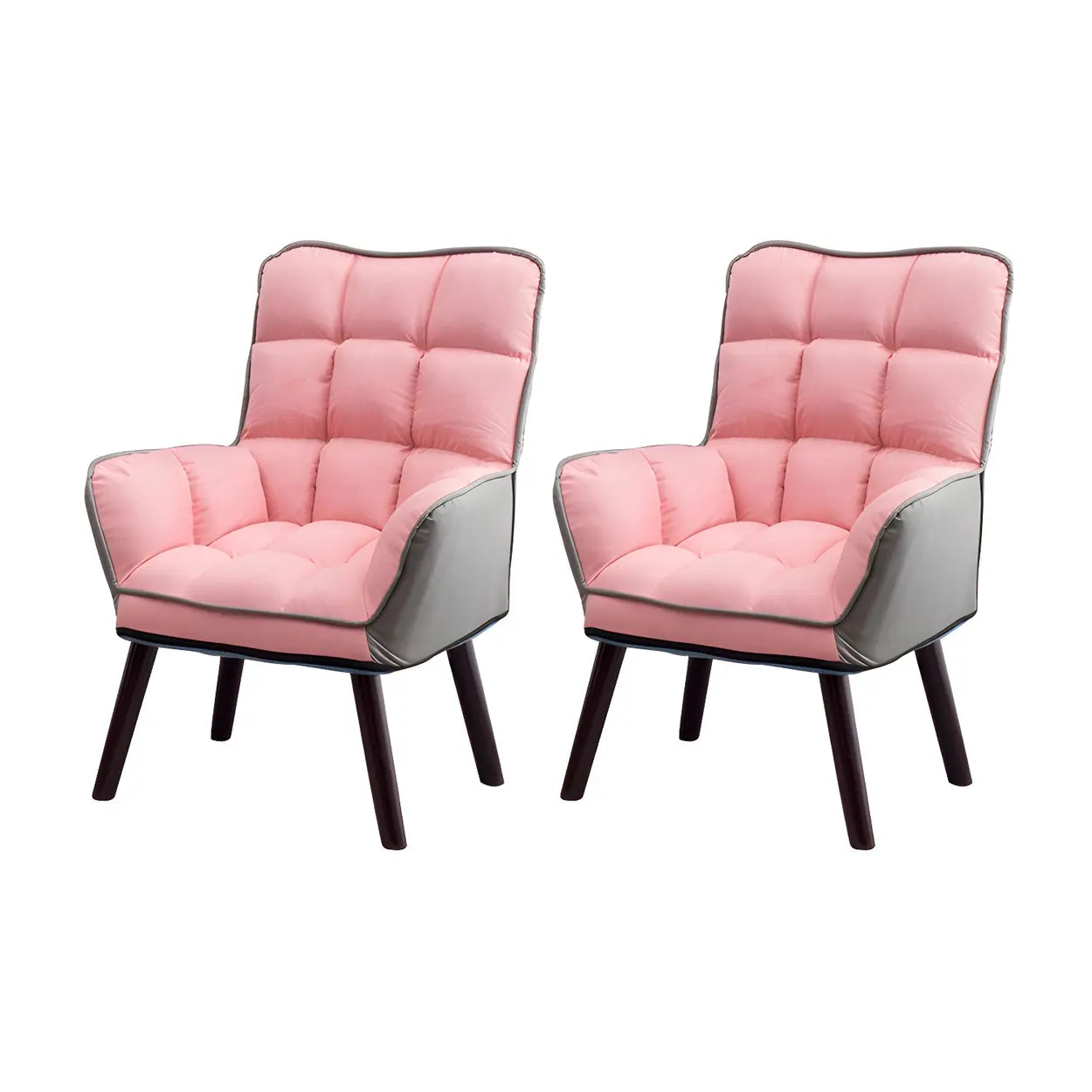 Modern Houndstooth Cushioned Wood Office Chair — Grey / 2 Piece Set