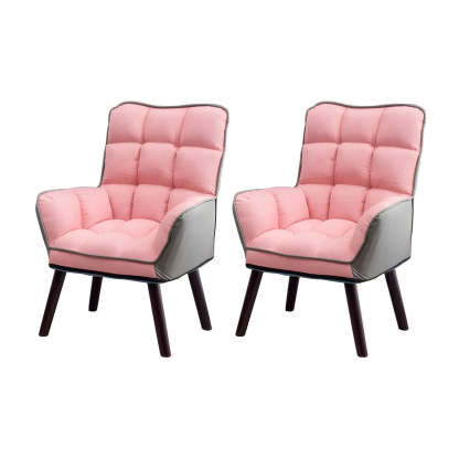 Modern Houndstooth Cushioned Wood Office Chair — Grey / 2 Piece Set