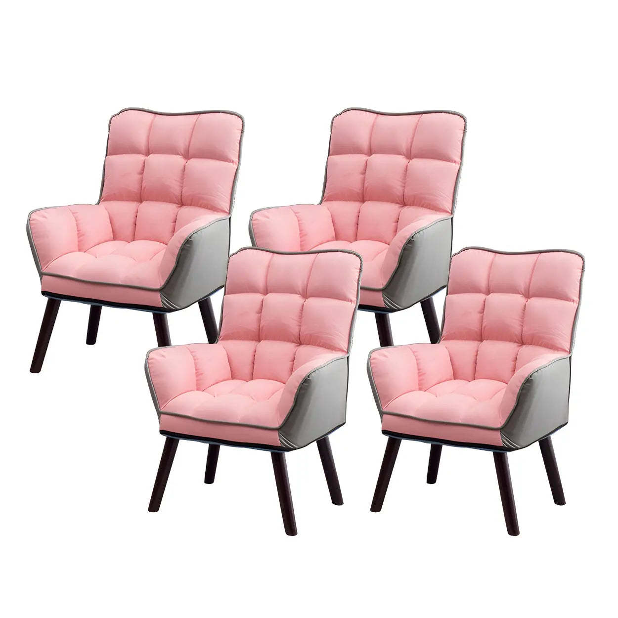 Modern Houndstooth Cushioned Wood Office Chair — Grey / 4 Piece Set