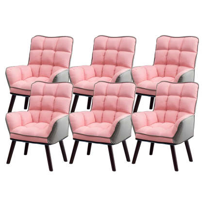 Modern Houndstooth Cushioned Wood Office Chair — Grey / 6 Piece Set