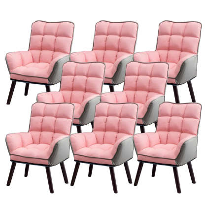 Modern Houndstooth Cushioned Wood Office Chair — Grey / 8 Piece Set