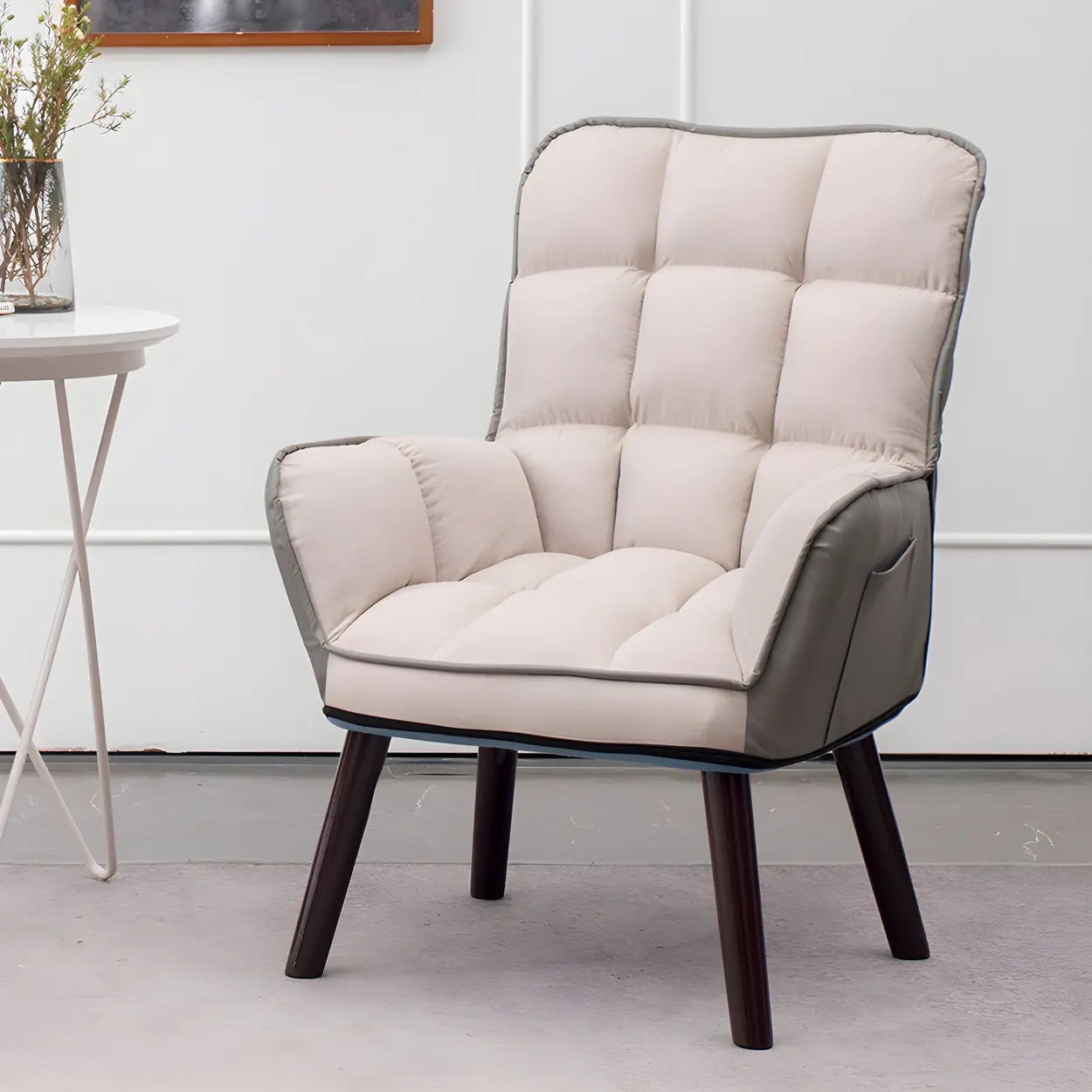 Modern Houndstooth Cushioned Wood Office Chair