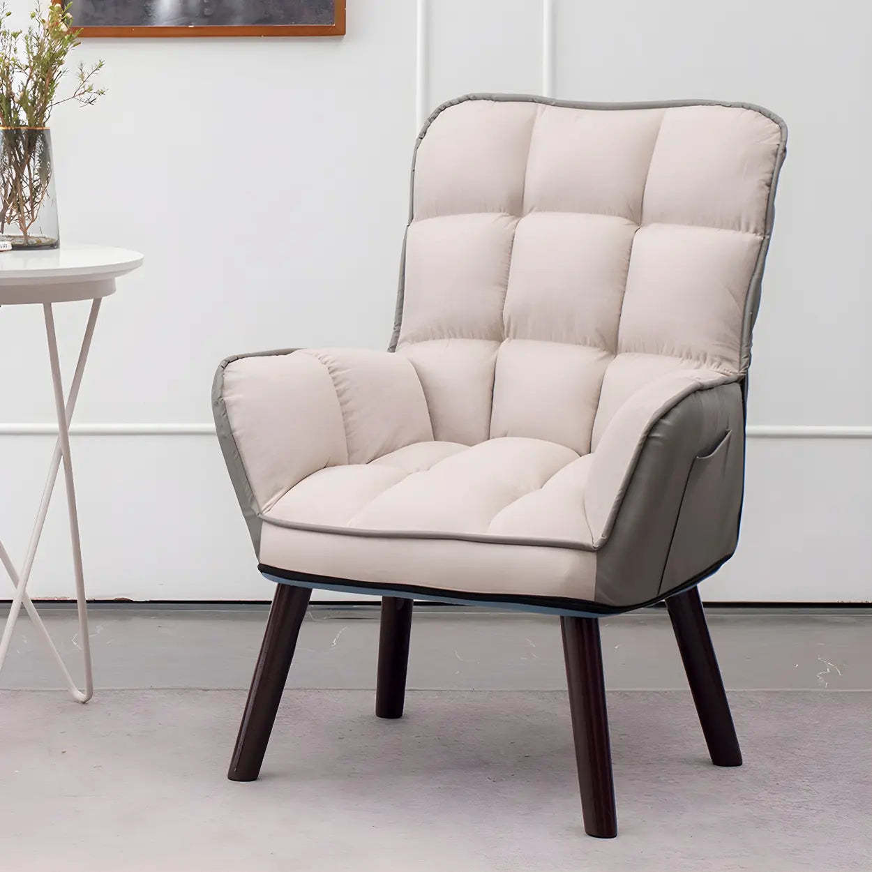 Modern Houndstooth Cushioned Wood Office Chair