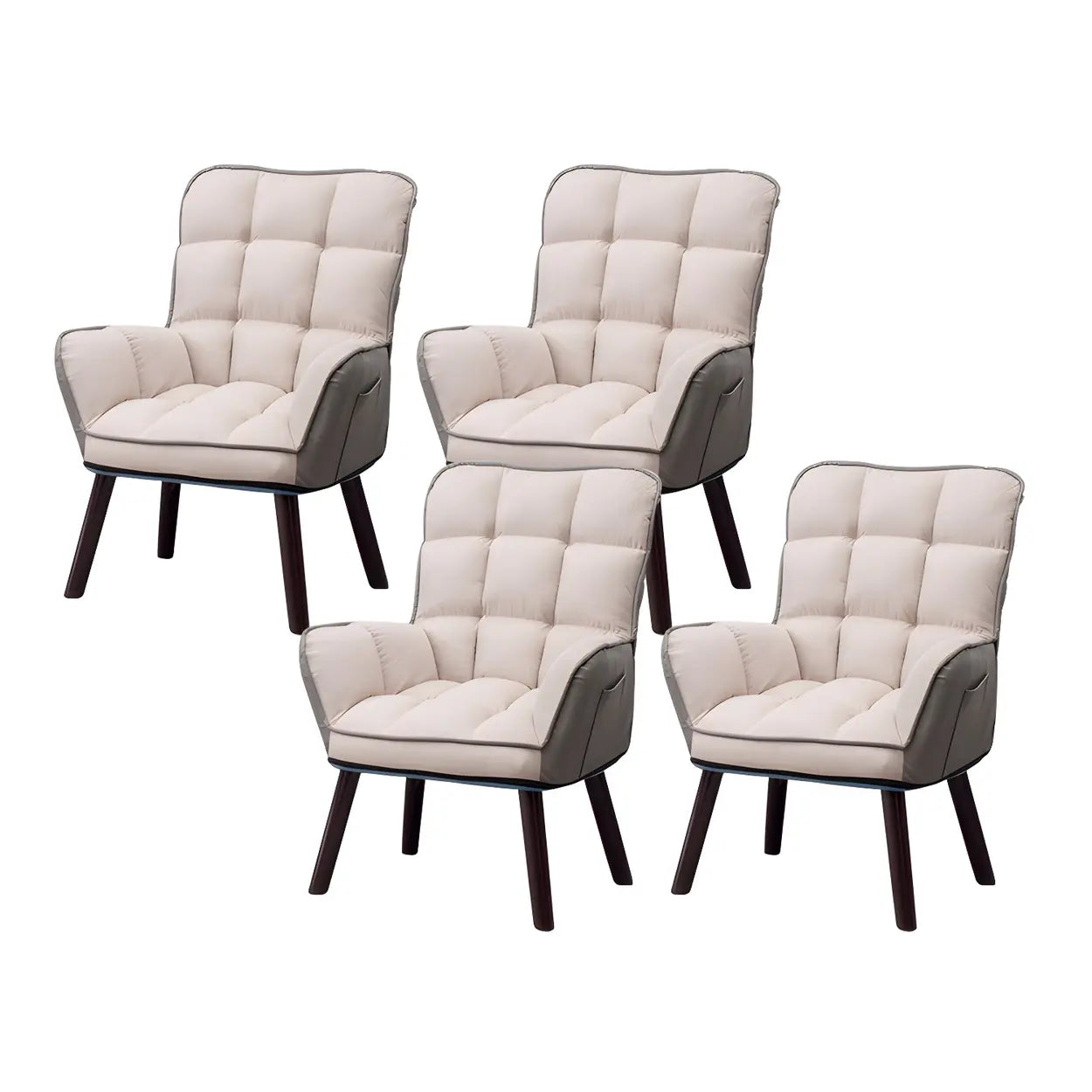 Modern Houndstooth Cushioned Wood Office Chair
