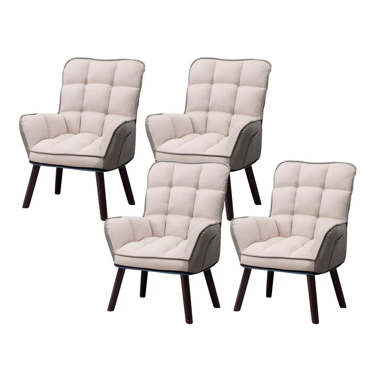 Modern Houndstooth Cushioned Wood Office Chair