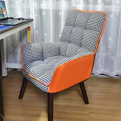 Modern Houndstooth Cushioned Wood Office Chair