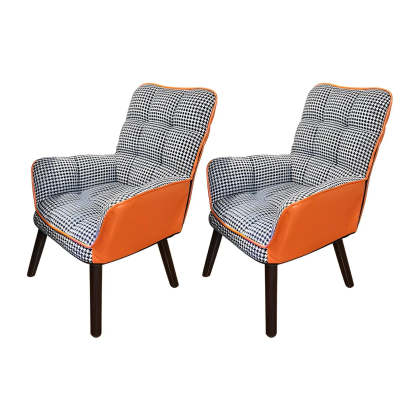 Modern Houndstooth Cushioned Wood Office Chair
