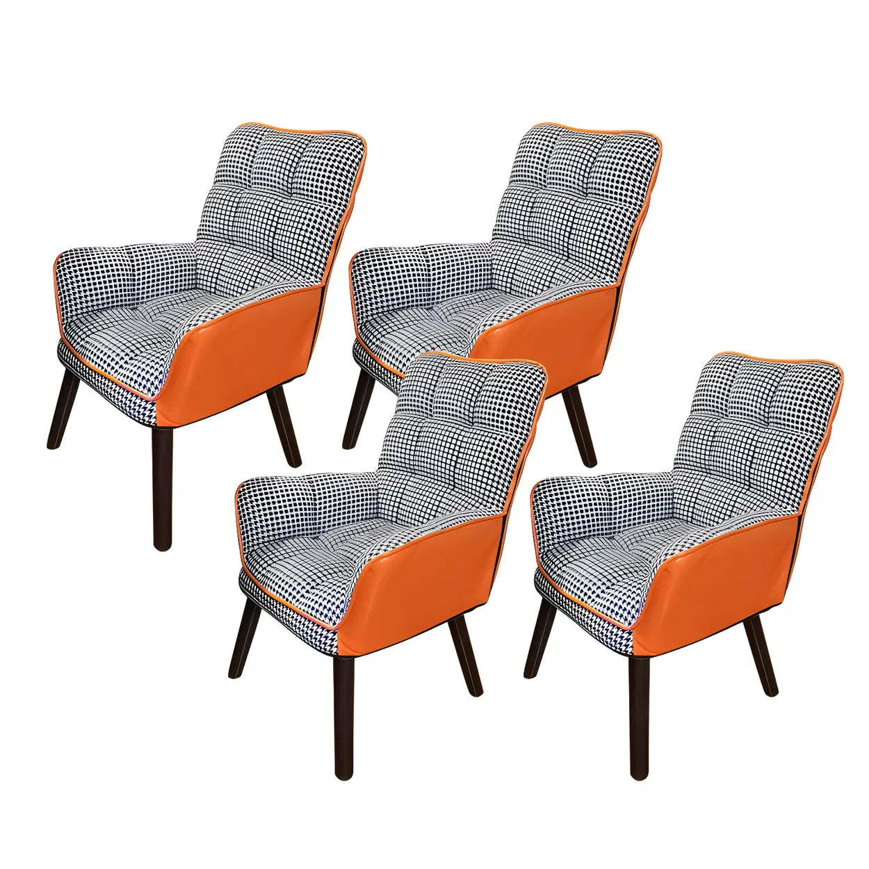 Modern Houndstooth Cushioned Wood Office Chair