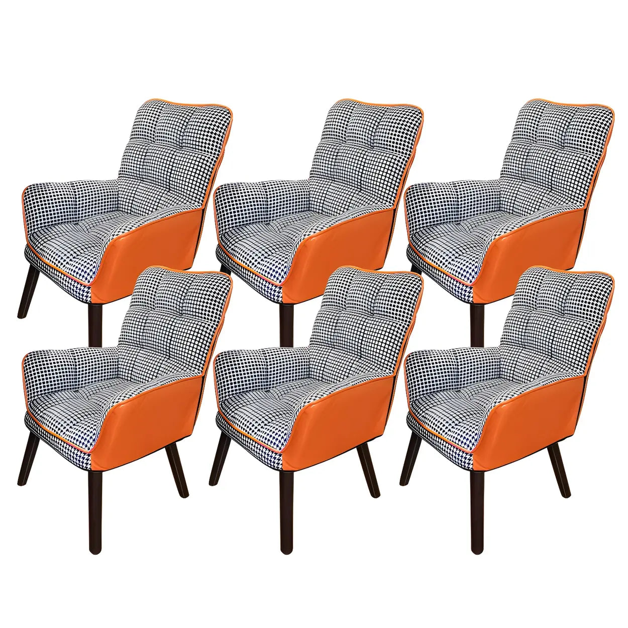 Modern Houndstooth Cushioned Wood Office Chair