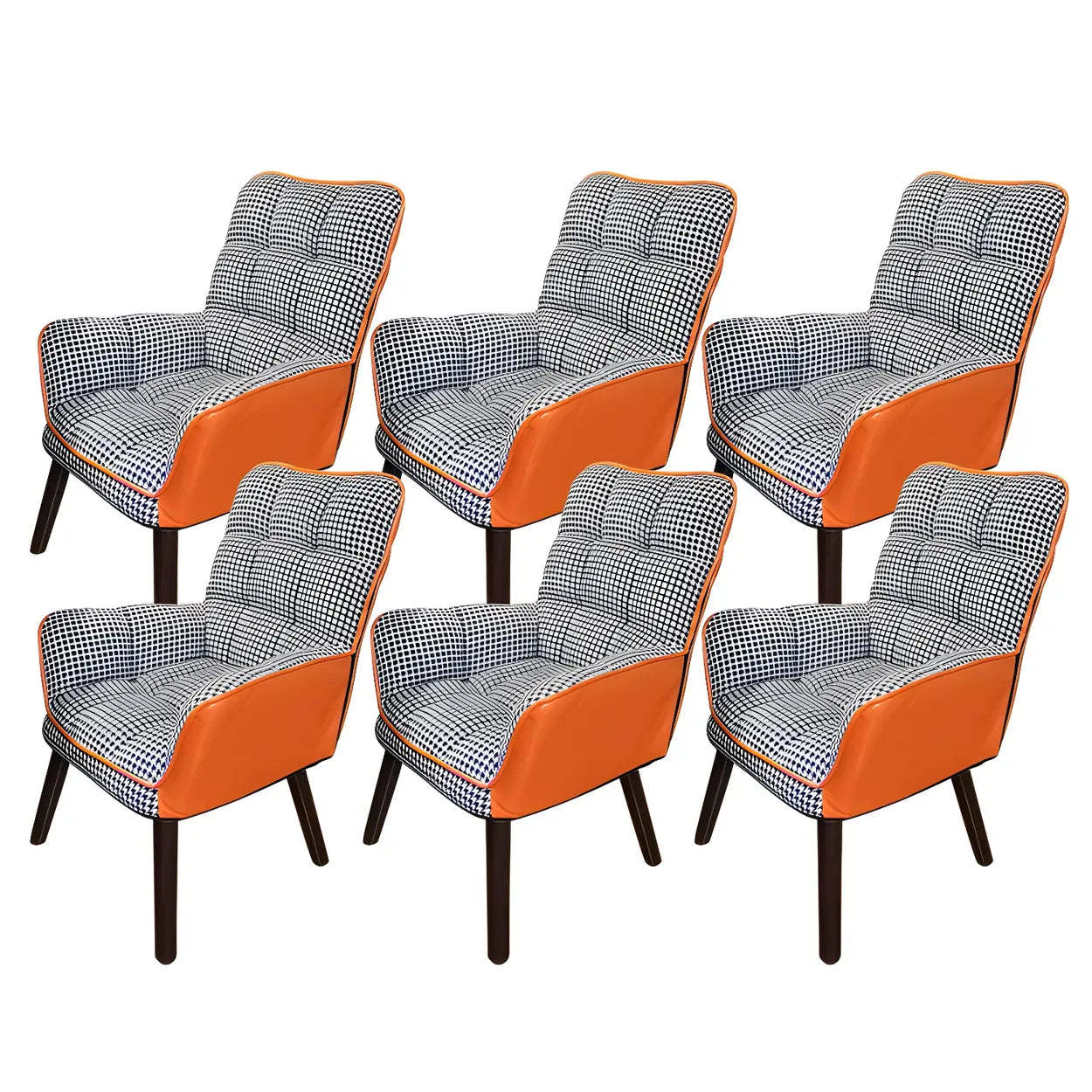 Modern Houndstooth Cushioned Wood Office Chair