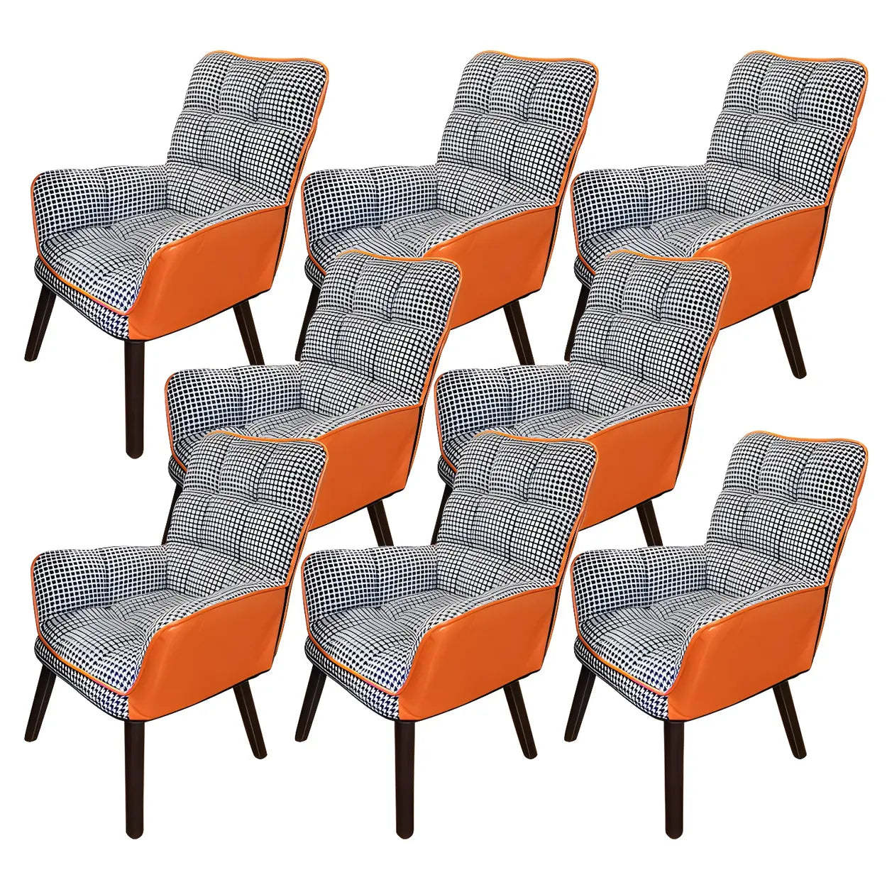 Modern Houndstooth Cushioned Wood Office Chair