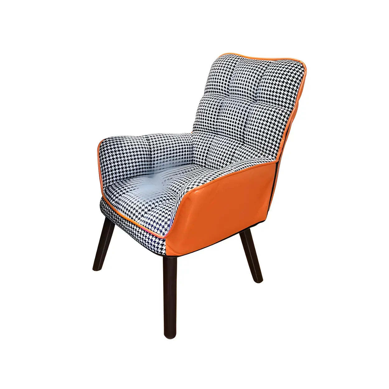 Modern Houndstooth Cushioned Wood Office Chair — Khaki / 6 Piece Set