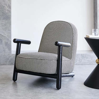 Modern Houndstooth Wood Lounge Chair with Arms
