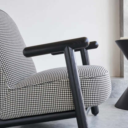 Modern Houndstooth Wood Lounge Chair with Arms