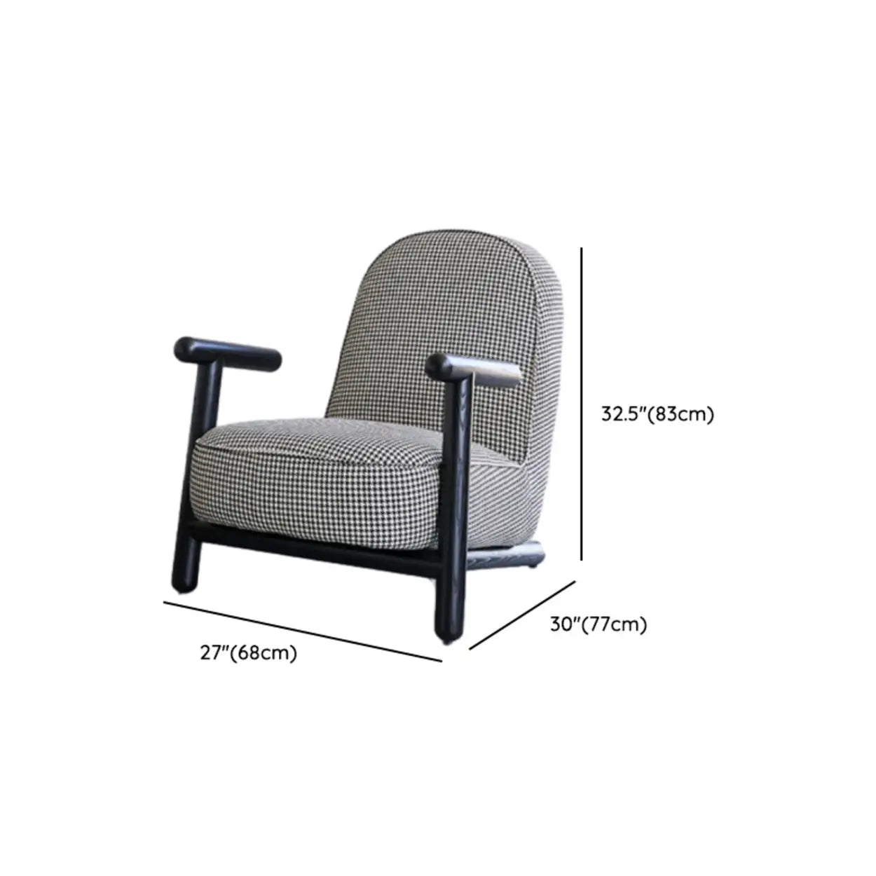 Modern Houndstooth Wood Lounge Chair with Arms