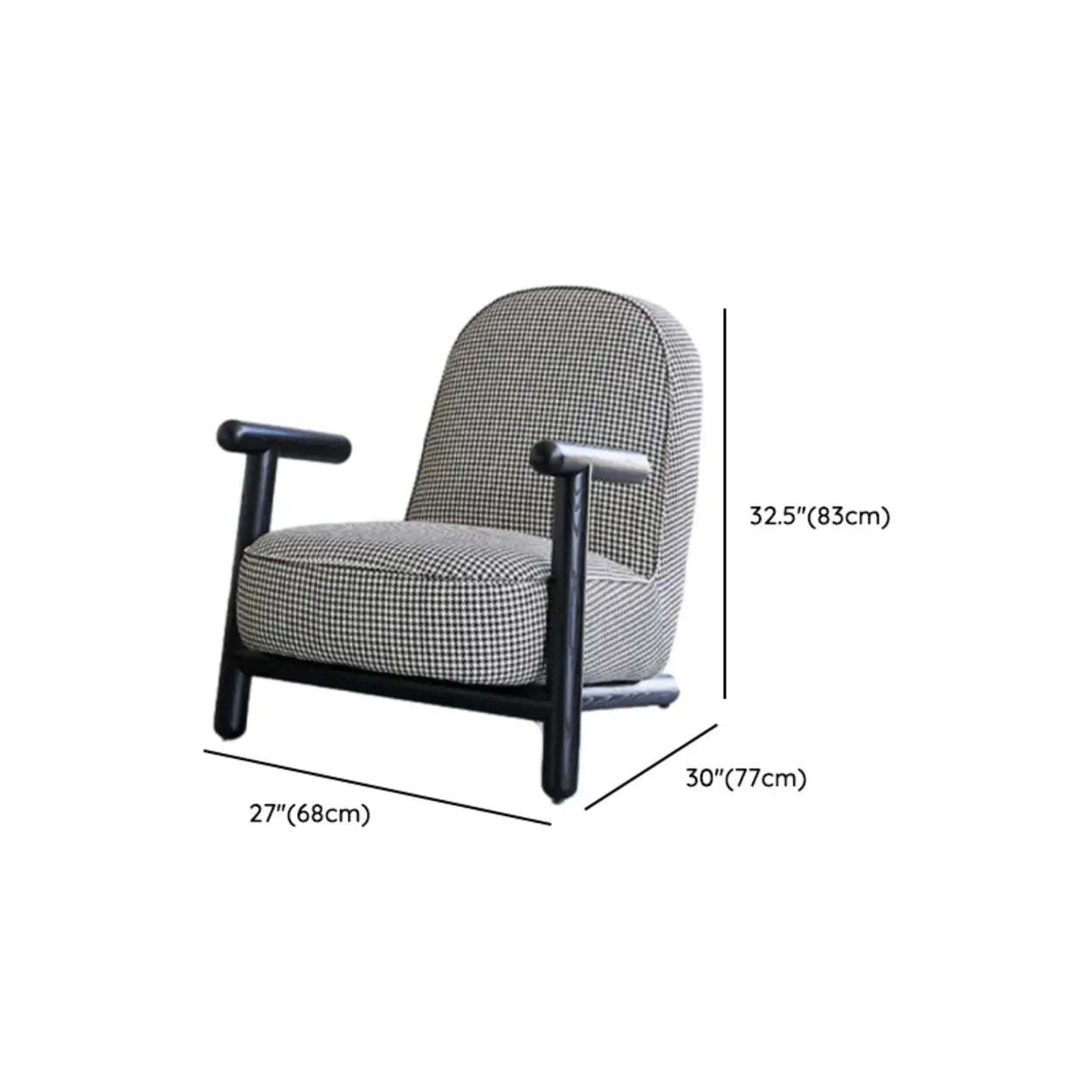 Modern Houndstooth Wood Lounge Chair with Arms