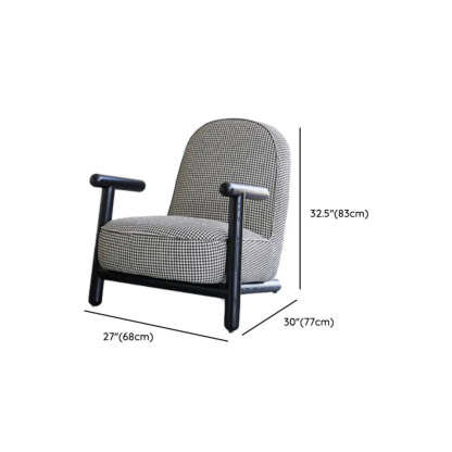 Modern Houndstooth Wood Lounge Chair with Arms