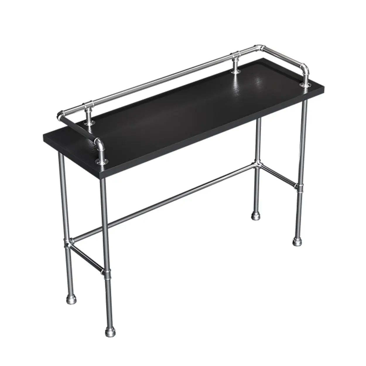 Industrial Spectator Height Bar Table with Railing — Silver / Table Only