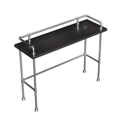 Industrial Spectator Height Bar Table with Railing — Silver / Table Only