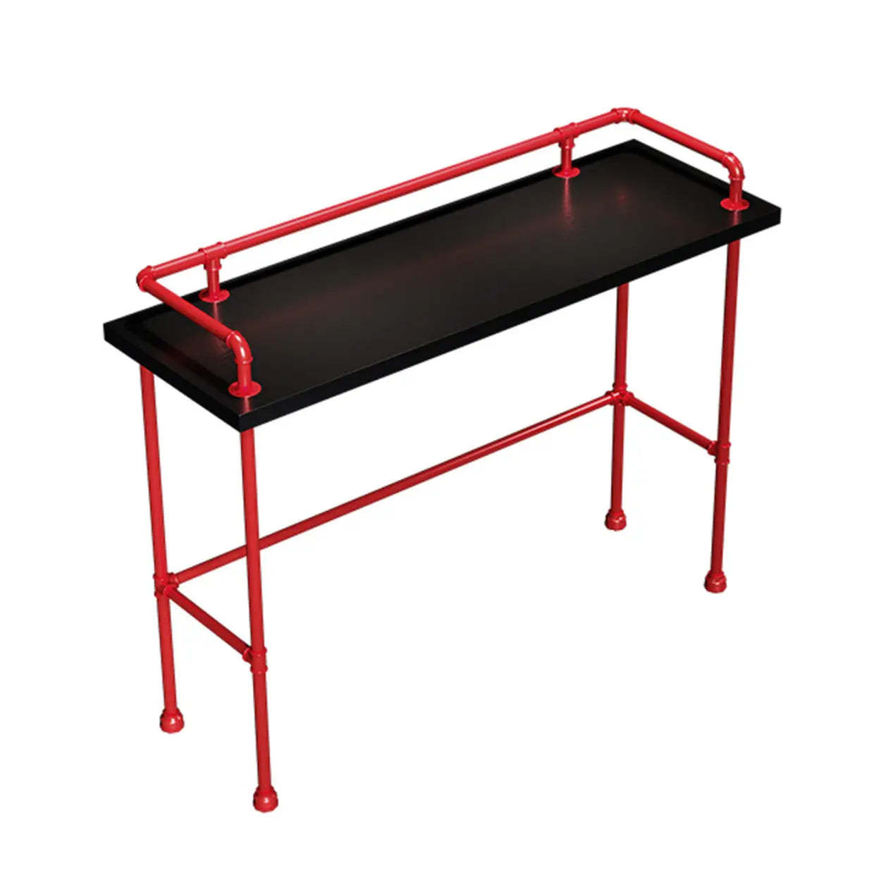 Industrial Spectator Height Bar Table with Railing — Red / Table Only