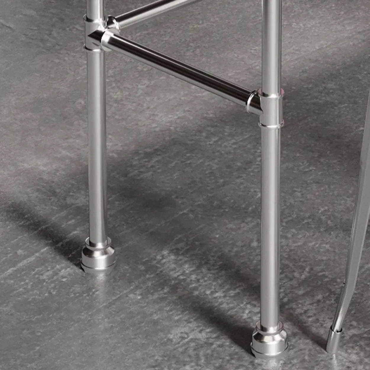 Industrial Spectator Height Bar Table with Railing — Silver / Table Only