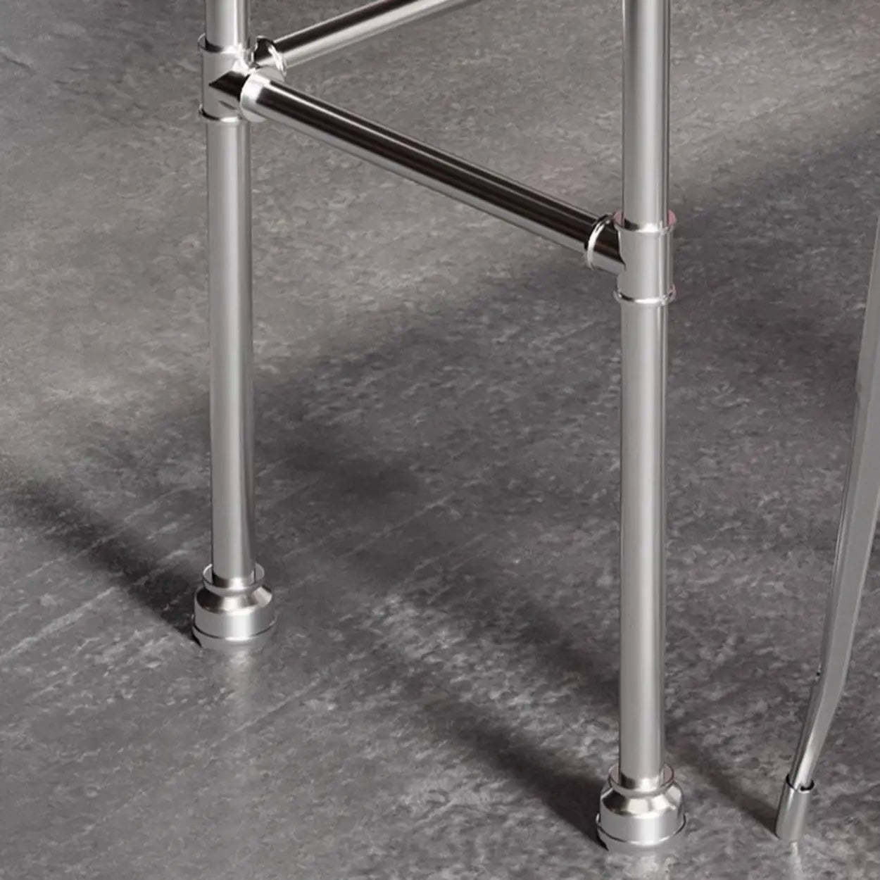 Industrial Spectator Height Bar Table with Railing — Silver / Table Only