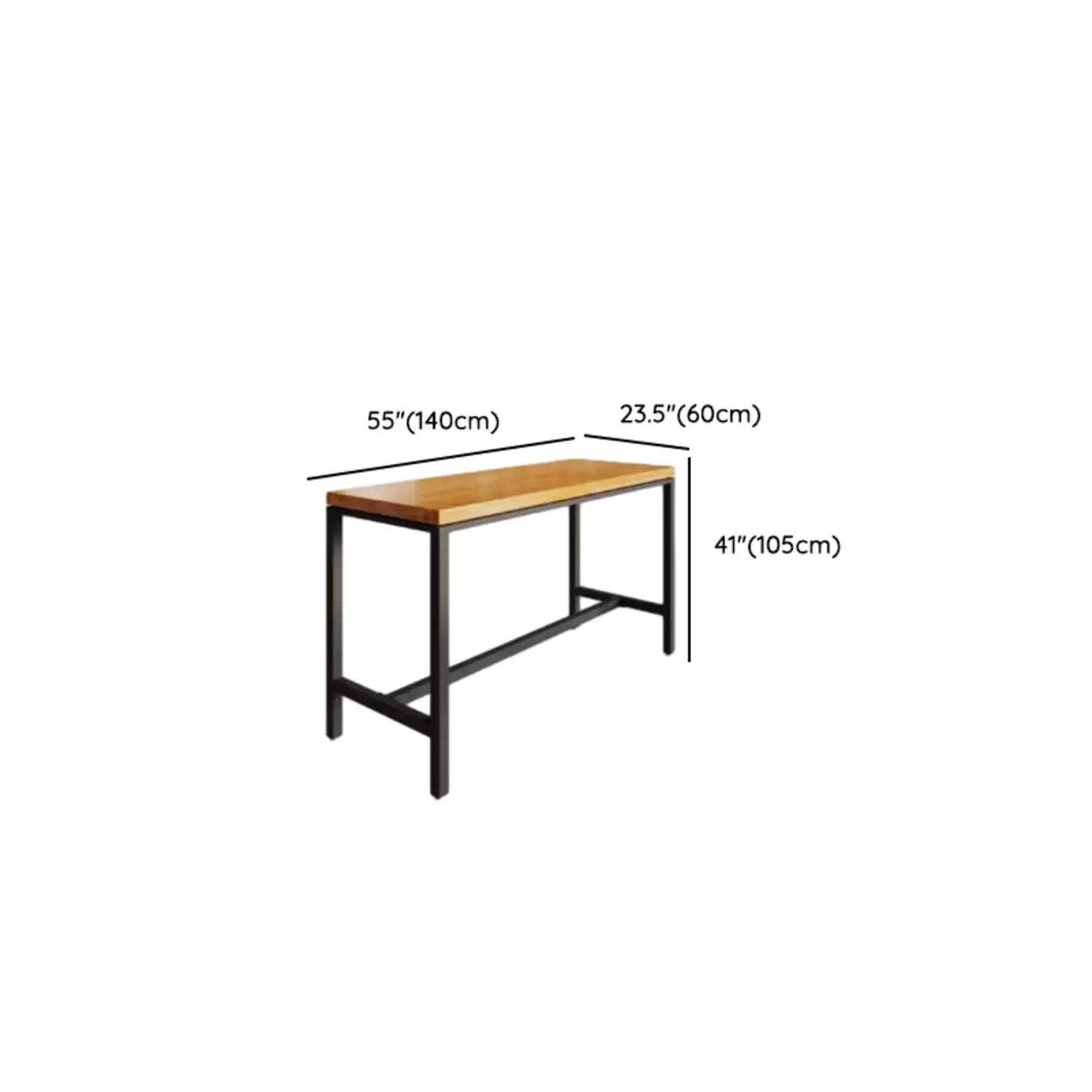 Industrial Square Bar Height Cafe Table with Footrest — Table Only