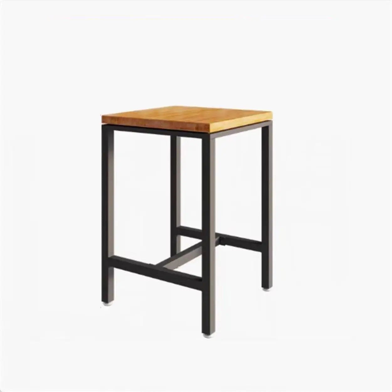 Industrial Square Bar Height Cafe Table with Footrest — Table Only