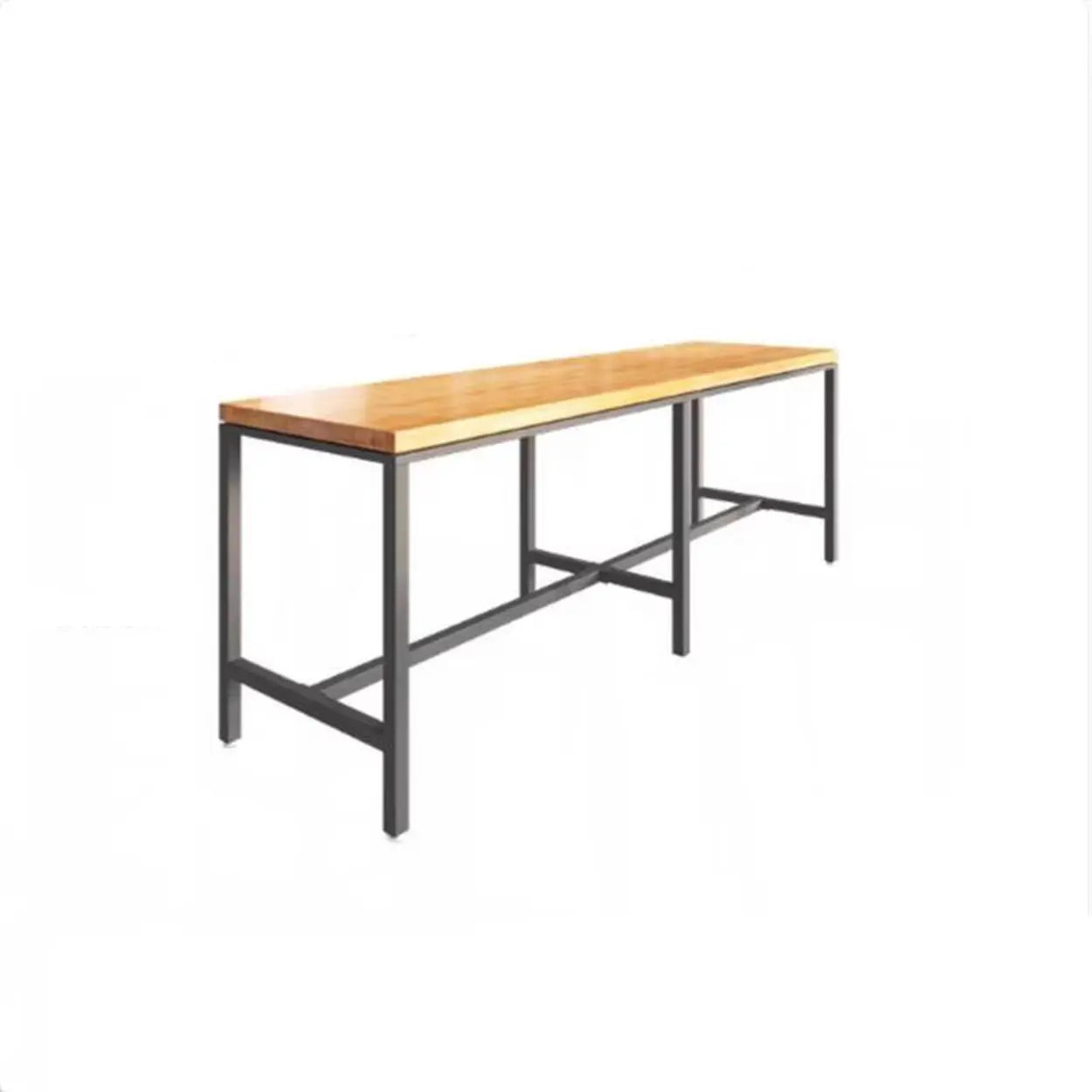 Industrial Square Bar Height Cafe Table with Footrest — Table Only